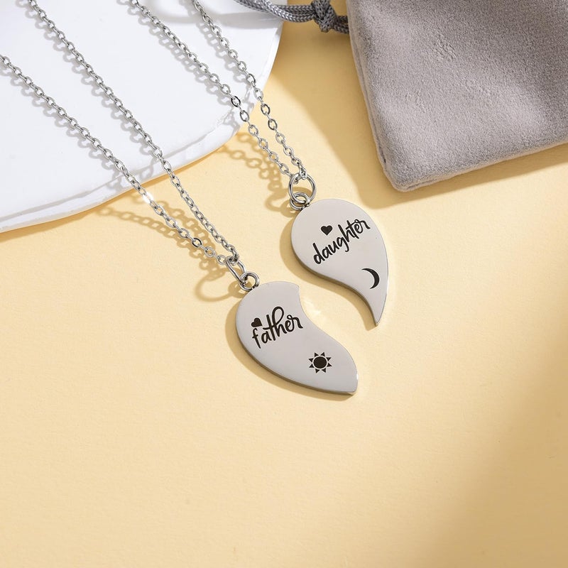 Yonhon Father Daughter Necklace for 2, Father Daughter Matching Bracelet Set for 2 - Image 2